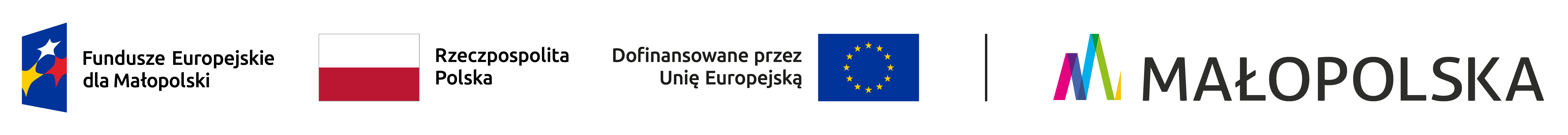 logotypy Unii Europejskiej, Rzeczpospolitej Polskiej i Małopolski